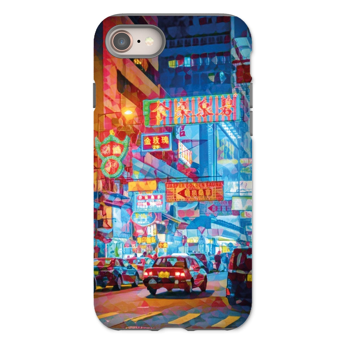 Mosaic Style Colour Pop - Hong Kong Street Scene Tough Phone Case