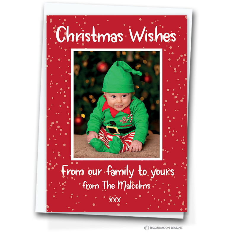 Christmas Wishes Red Confetti Personalised Christmas Cards