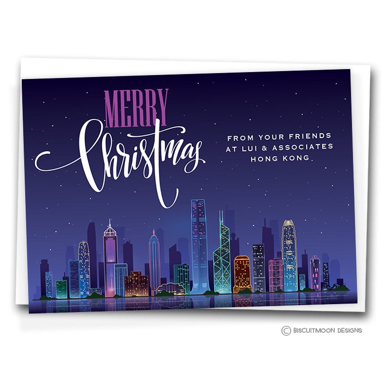 Merry Christmas Hong Kong Neon Corporate Christmas Cards