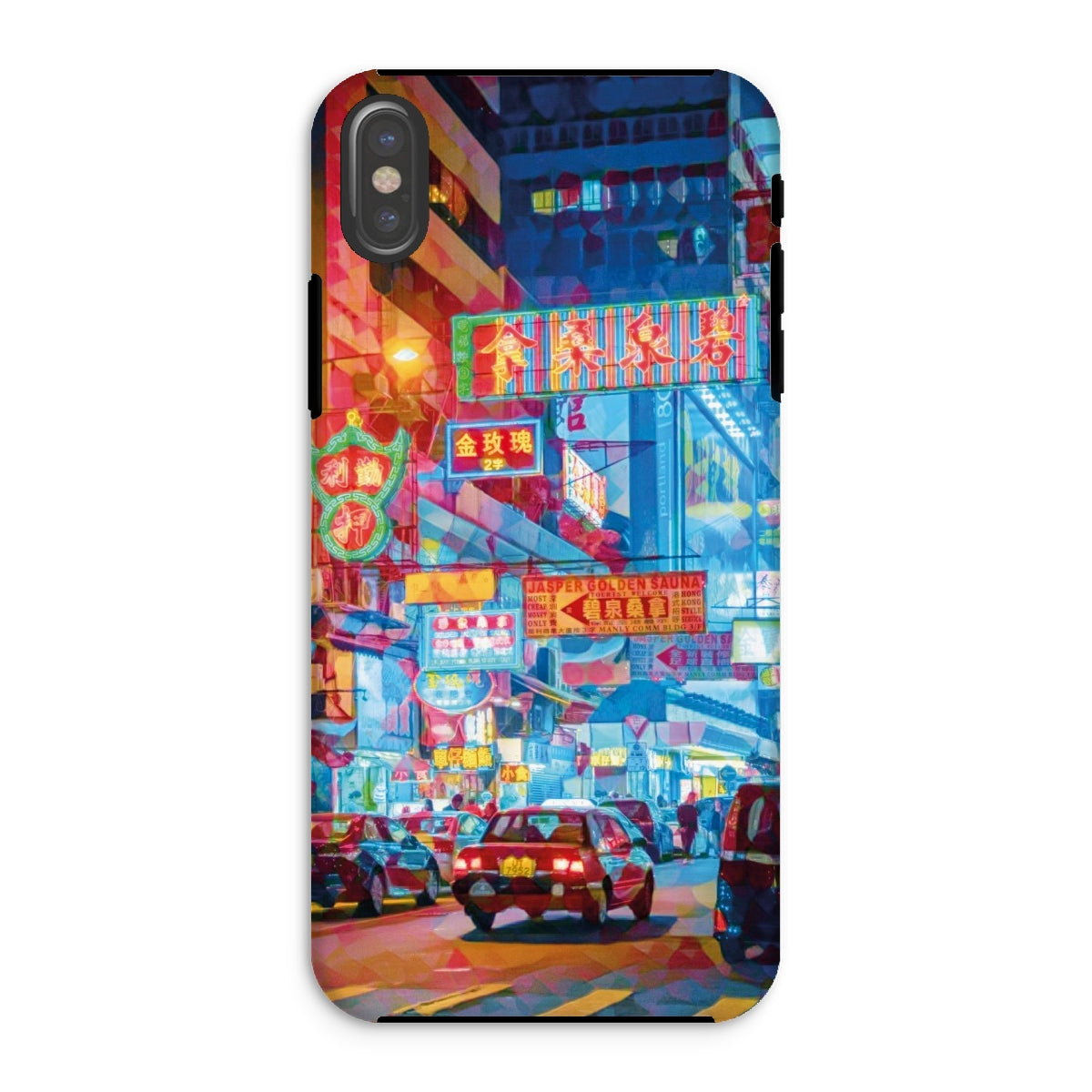 Mosaic Style Colour Pop - Hong Kong Street Scene Tough Phone Case