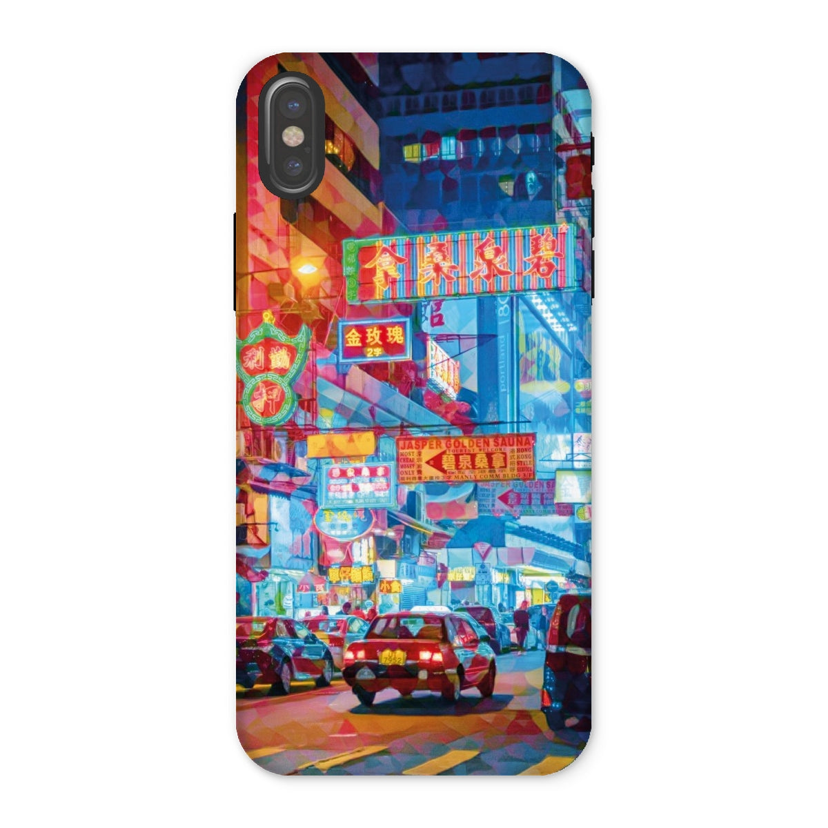 Mosaic Style Colour Pop - Hong Kong Street Scene Tough Phone Case