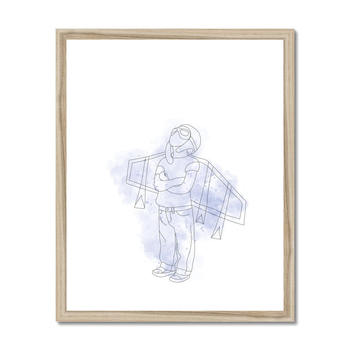 Little Aviator Line Drawing Framed & Mounted Print