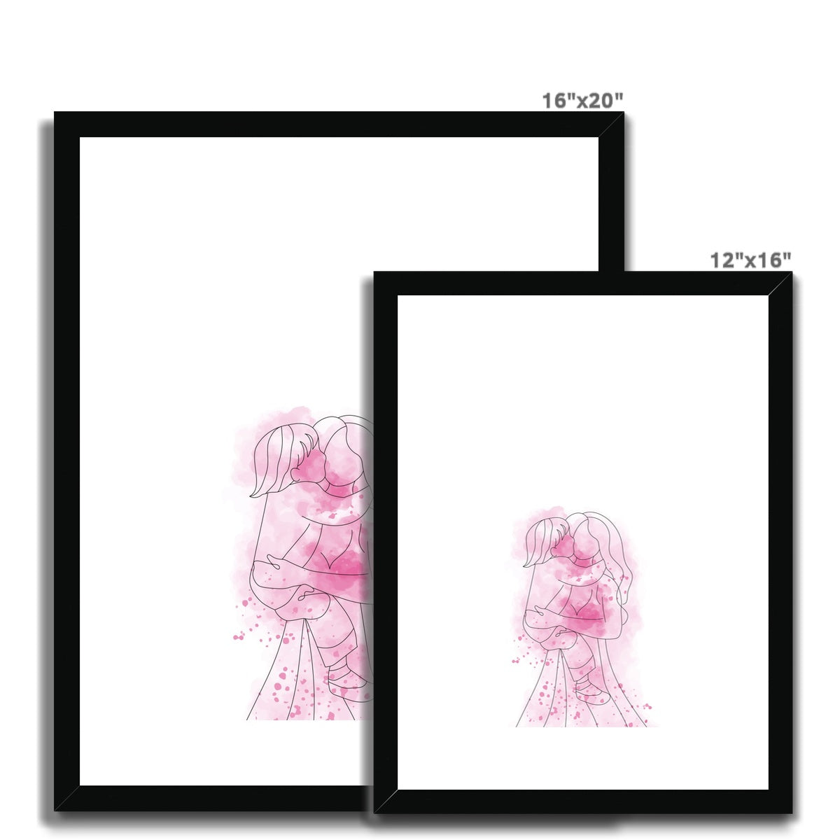 Mother and Child Line Drawing Framed & Mounted Print