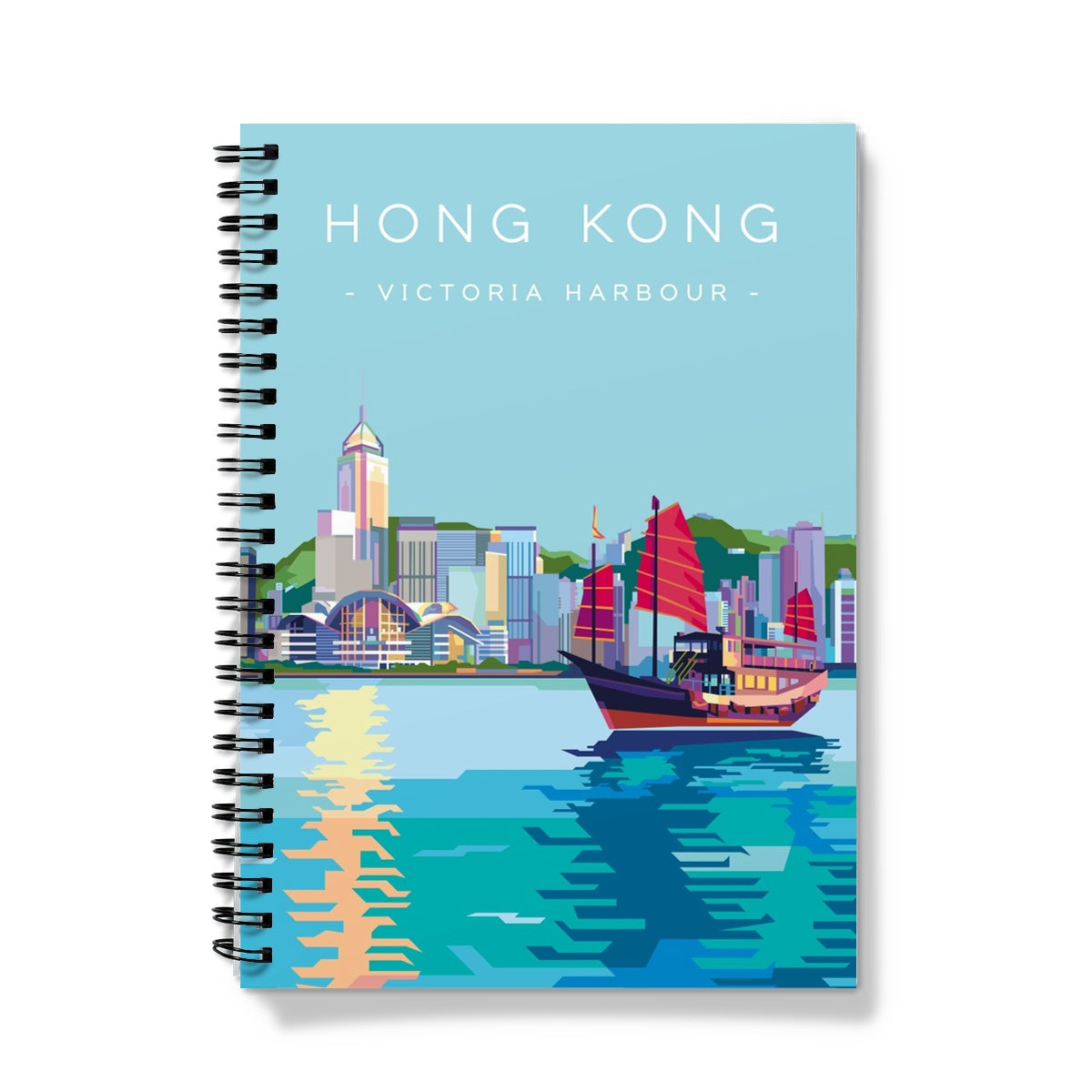 Hong Kong Travel - Victoria Harbour Aqua Luna Notebook
