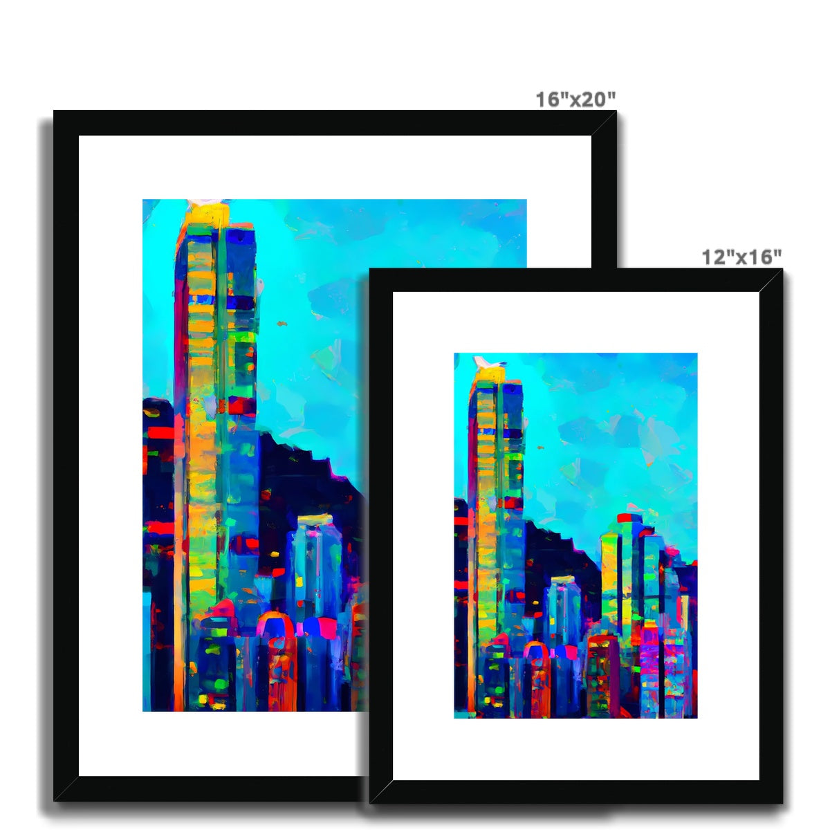 Hong Kong Impressions - Skyscrapers Framed & Mounted Print