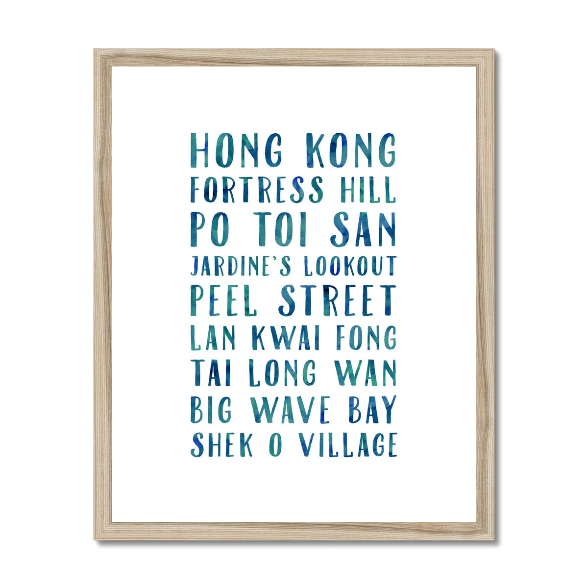 Favourite Places (Blue) Framed & Mounted Print