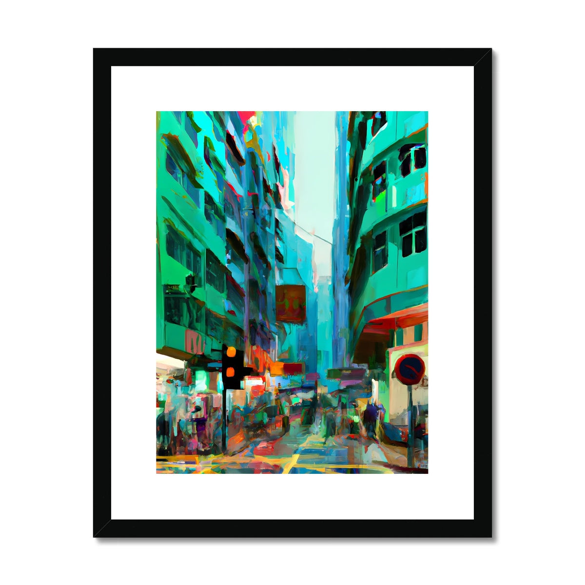 Hong Kong Impressions - Street Scene Framed & Mounted Print
