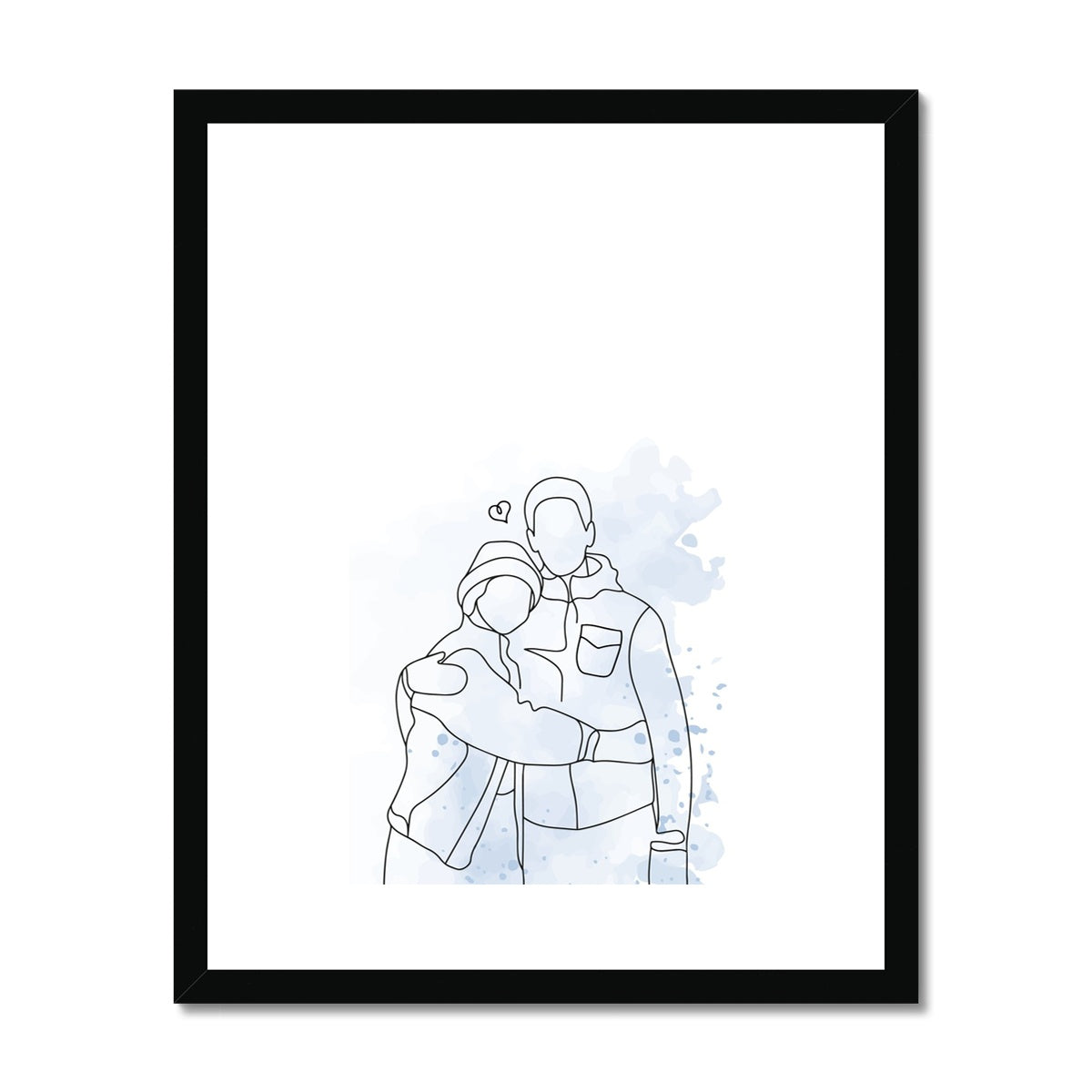 Lovers Line Drawing Framed & Mounted Print