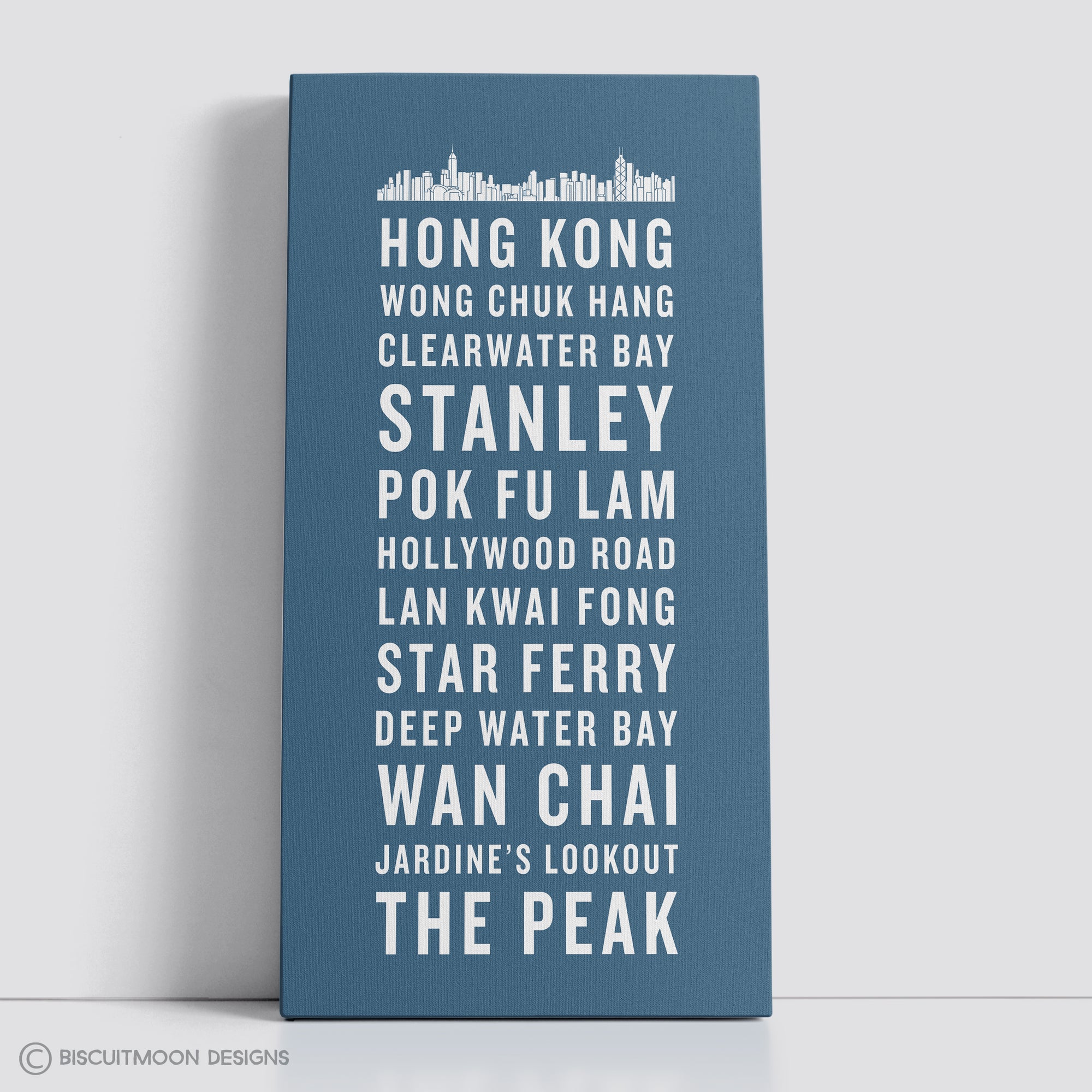 Hong Kong Bus Scroll Canvas - With Skyline