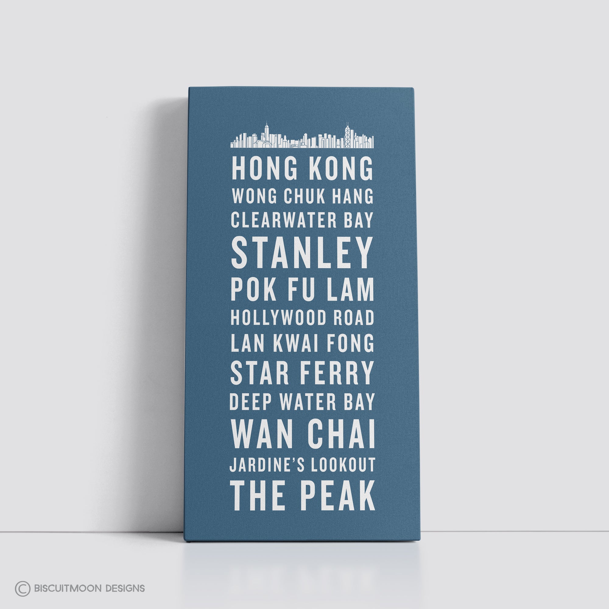 Hong Kong Bus Scroll Canvas - With Skyline