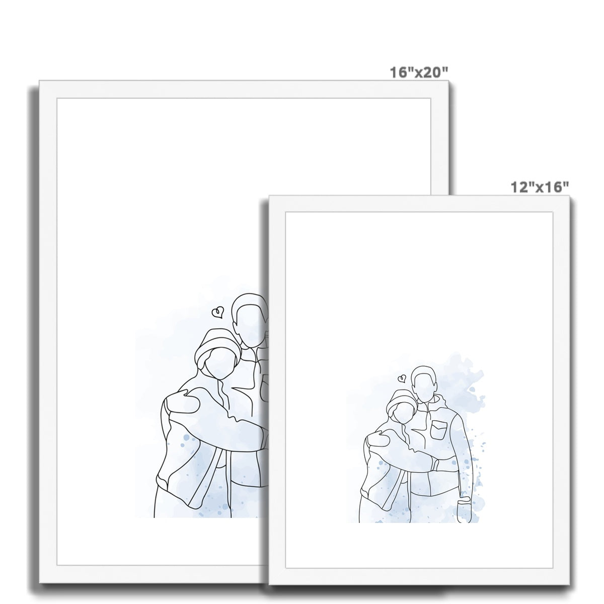 Lovers Line Drawing Framed & Mounted Print