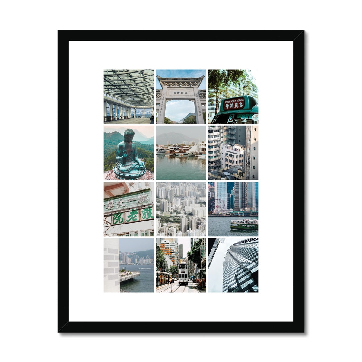 Hong Kong Photo White Tones Framed & Mounted Print