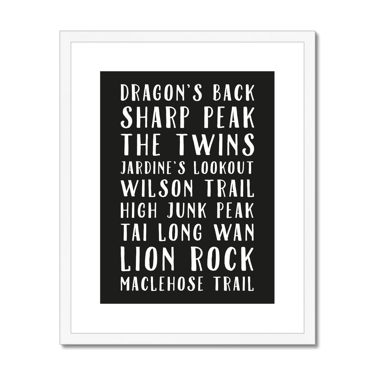 Favourite Places (Black) Framed & Mounted Print