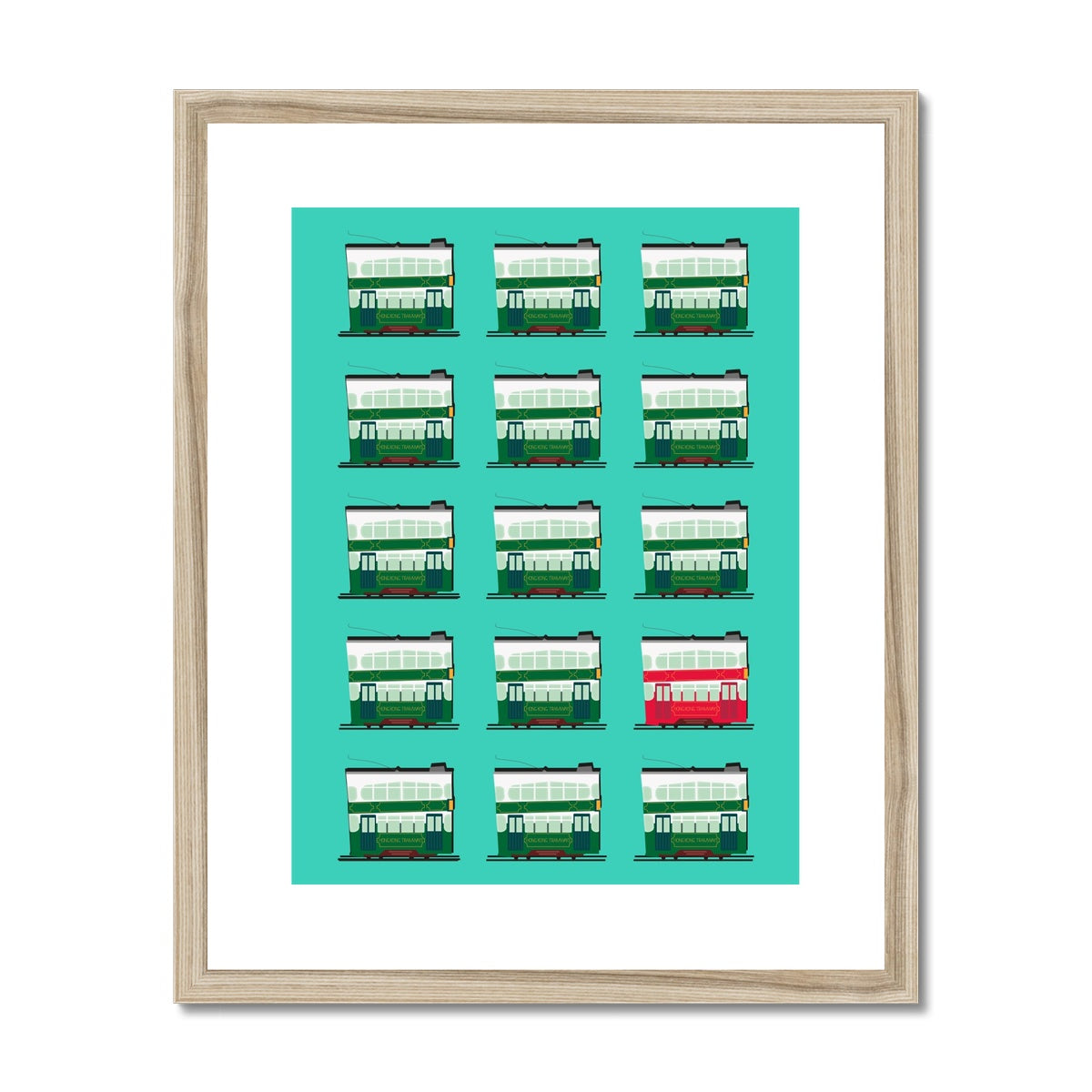 Hong Kong Tram Rows Framed & Mounted Print