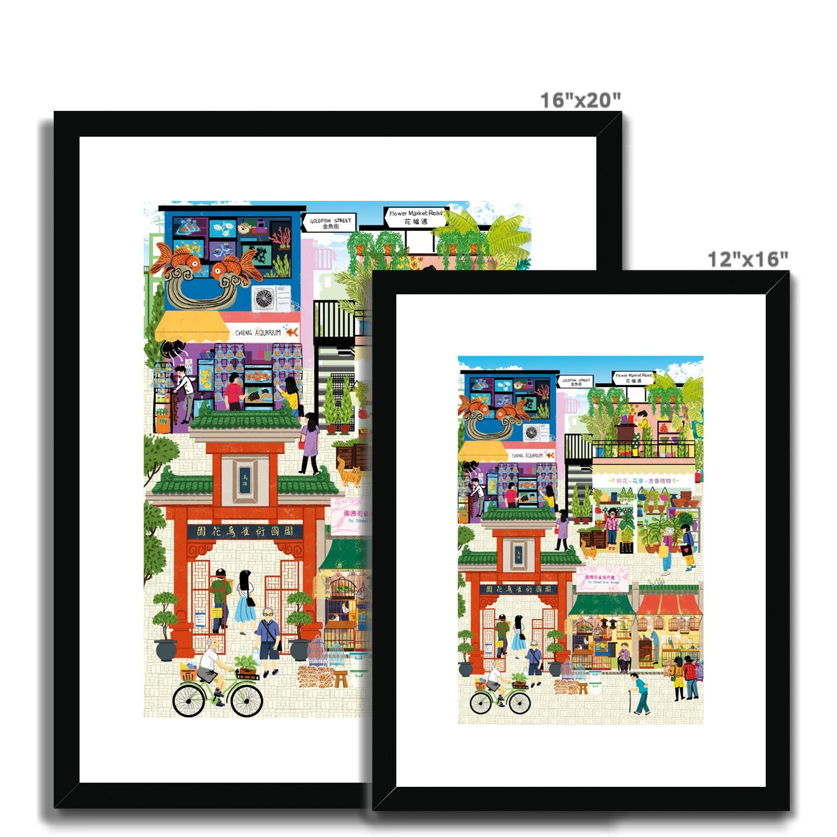 Fantasy Cityscapes - Hong Kong Markets Framed & Mounted Print