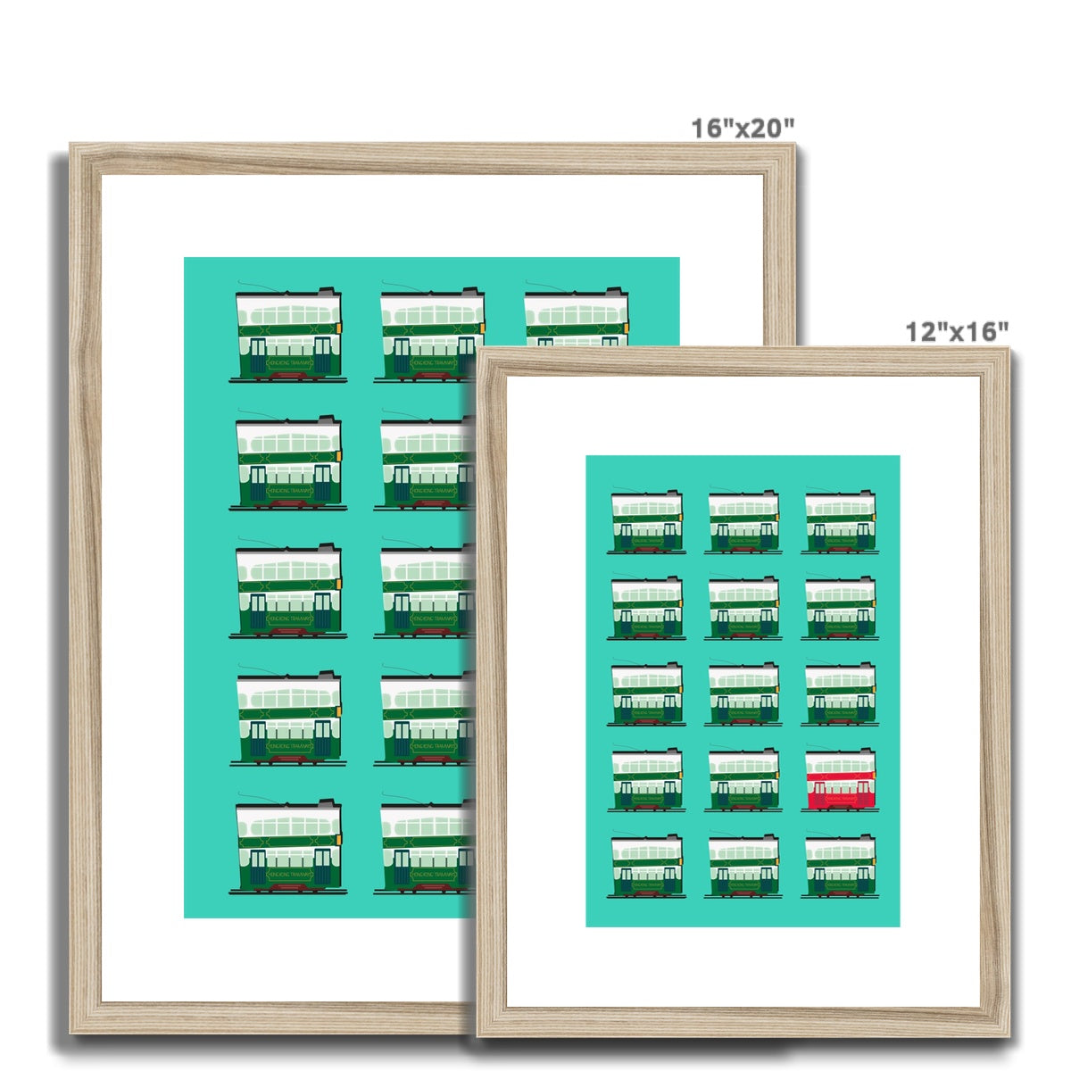 Hong Kong Tram Rows Framed & Mounted Print