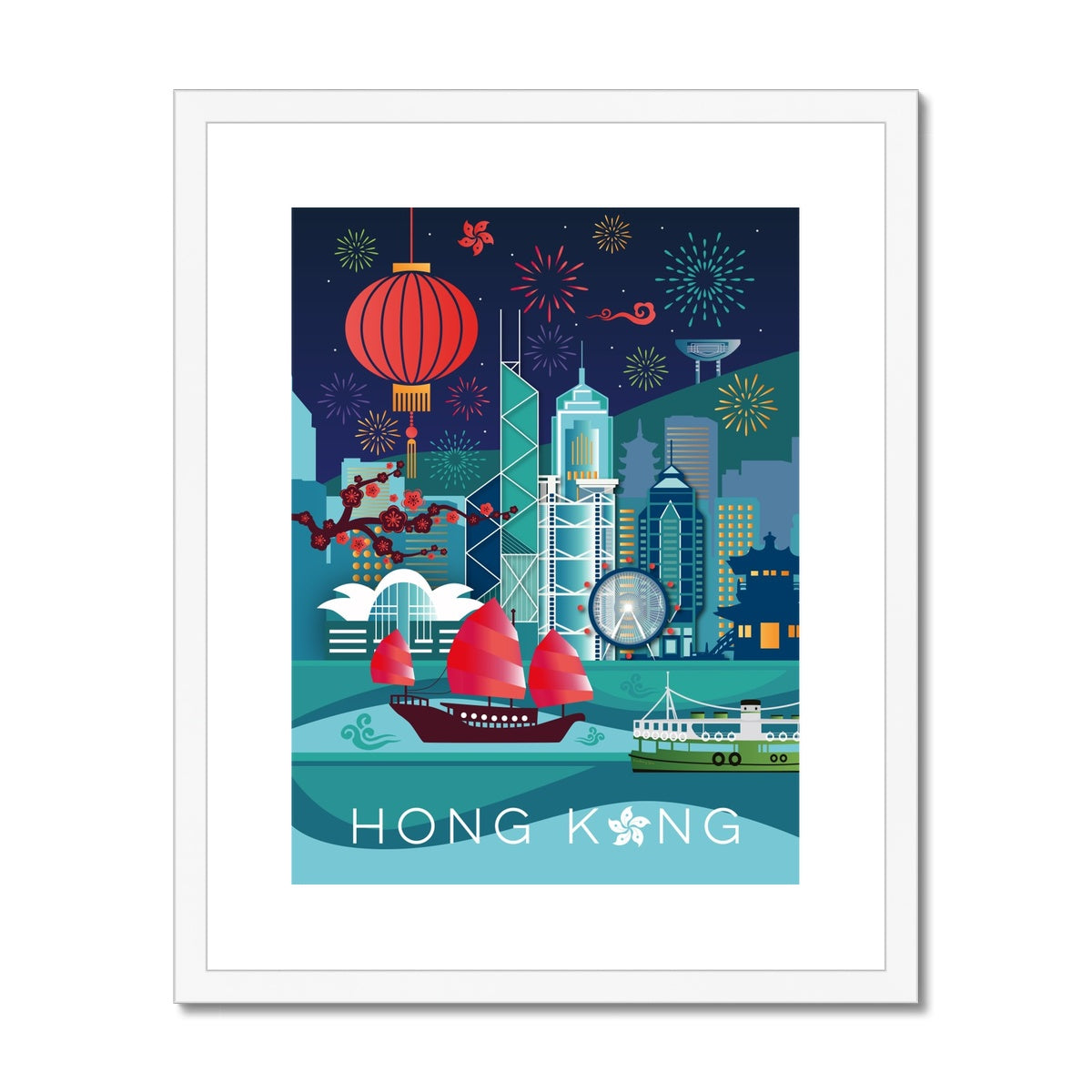 Hong Kong Geometric Framed & Mounted Print