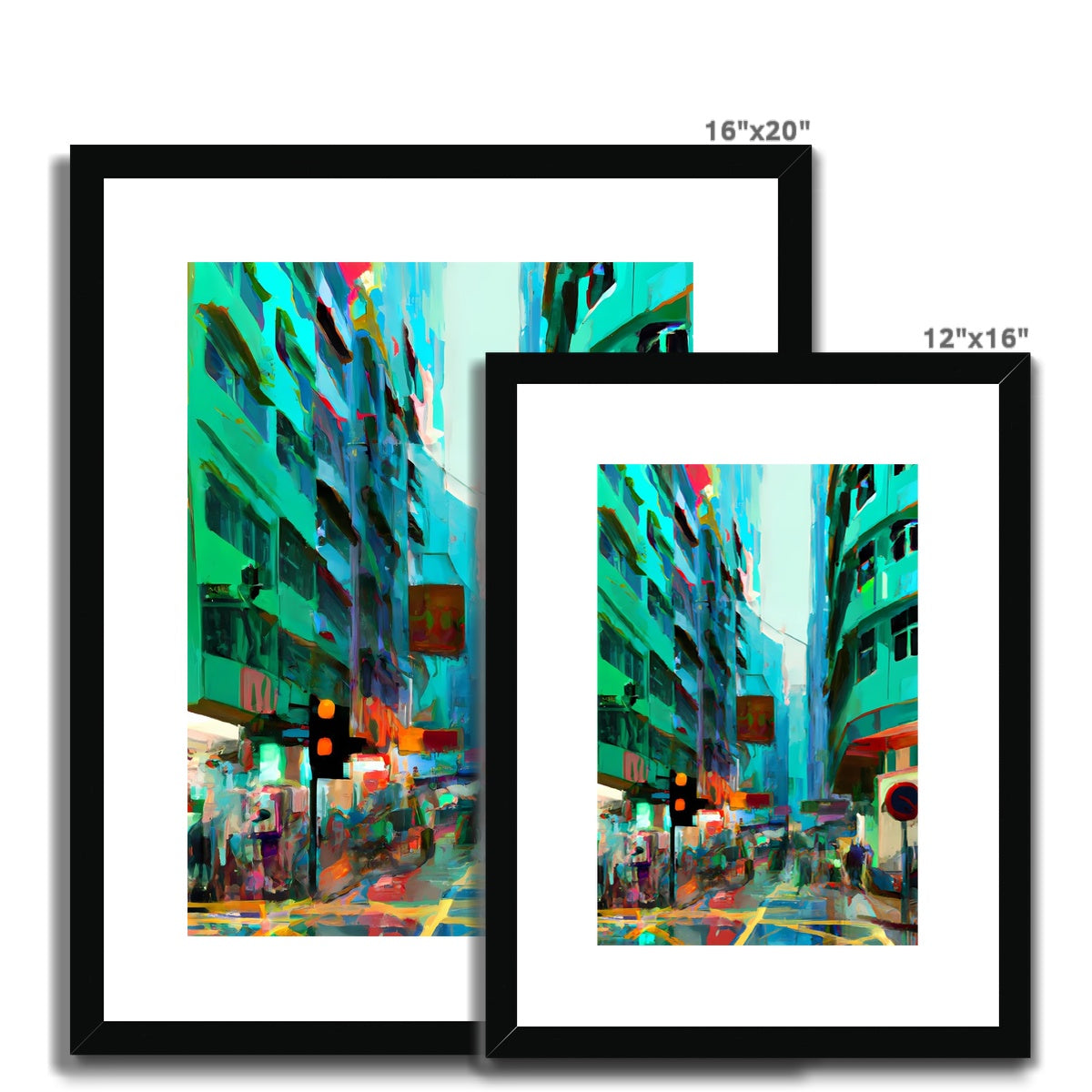 Hong Kong Impressions - Street Scene Framed & Mounted Print