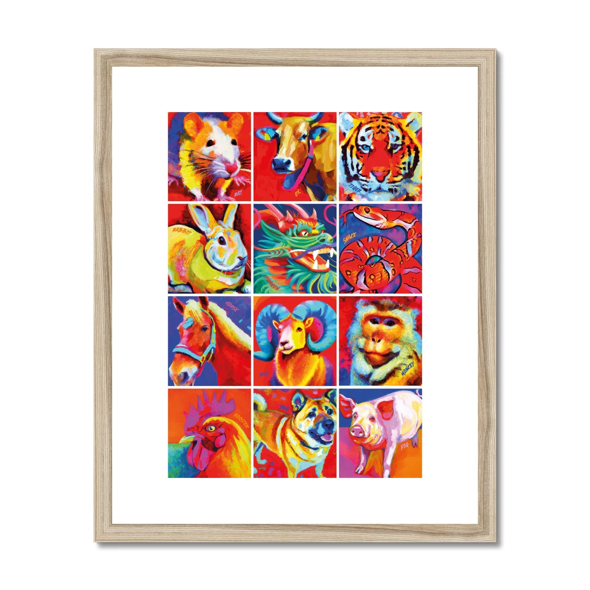 Alternative Chinese Zodiac Framed & Mounted Print