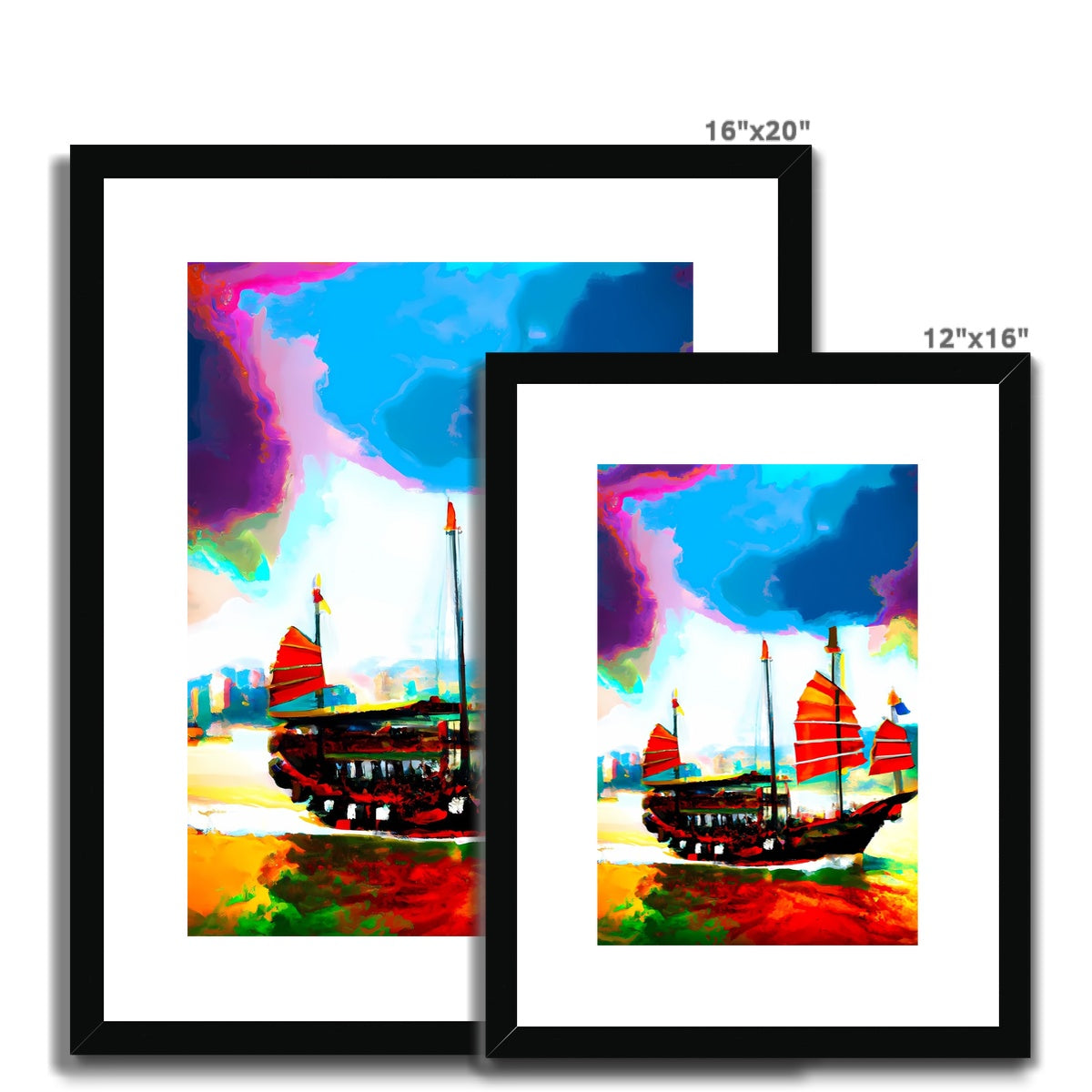 Hong Kong Impressions - Chinese Junk Framed & Mounted Print