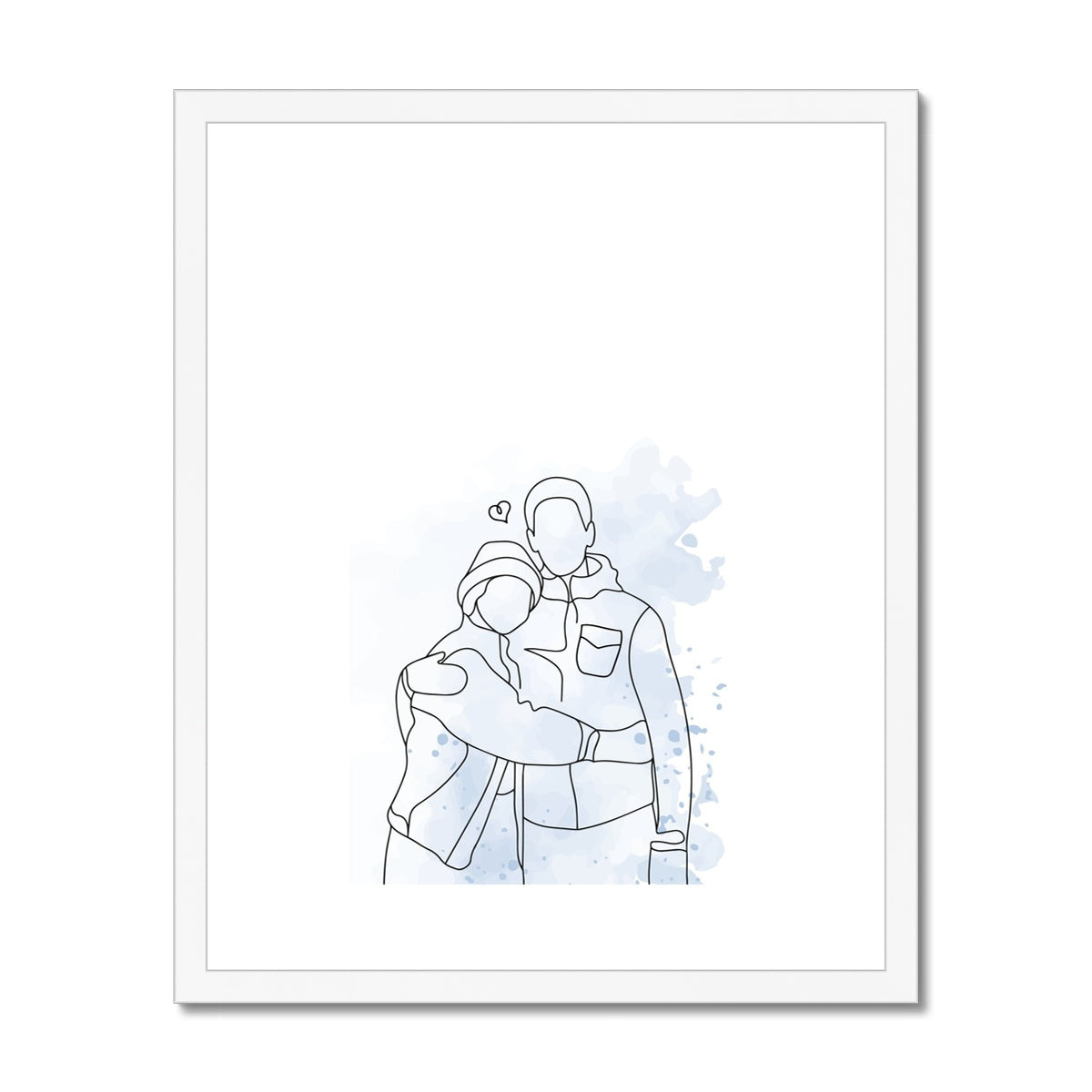 Lovers Line Drawing Framed & Mounted Print