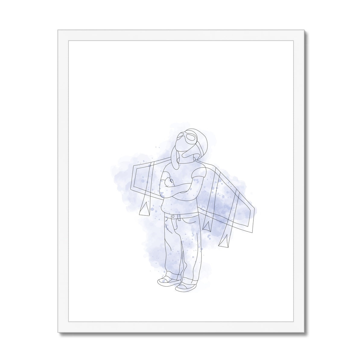 Little Aviator Line Drawing Framed & Mounted Print