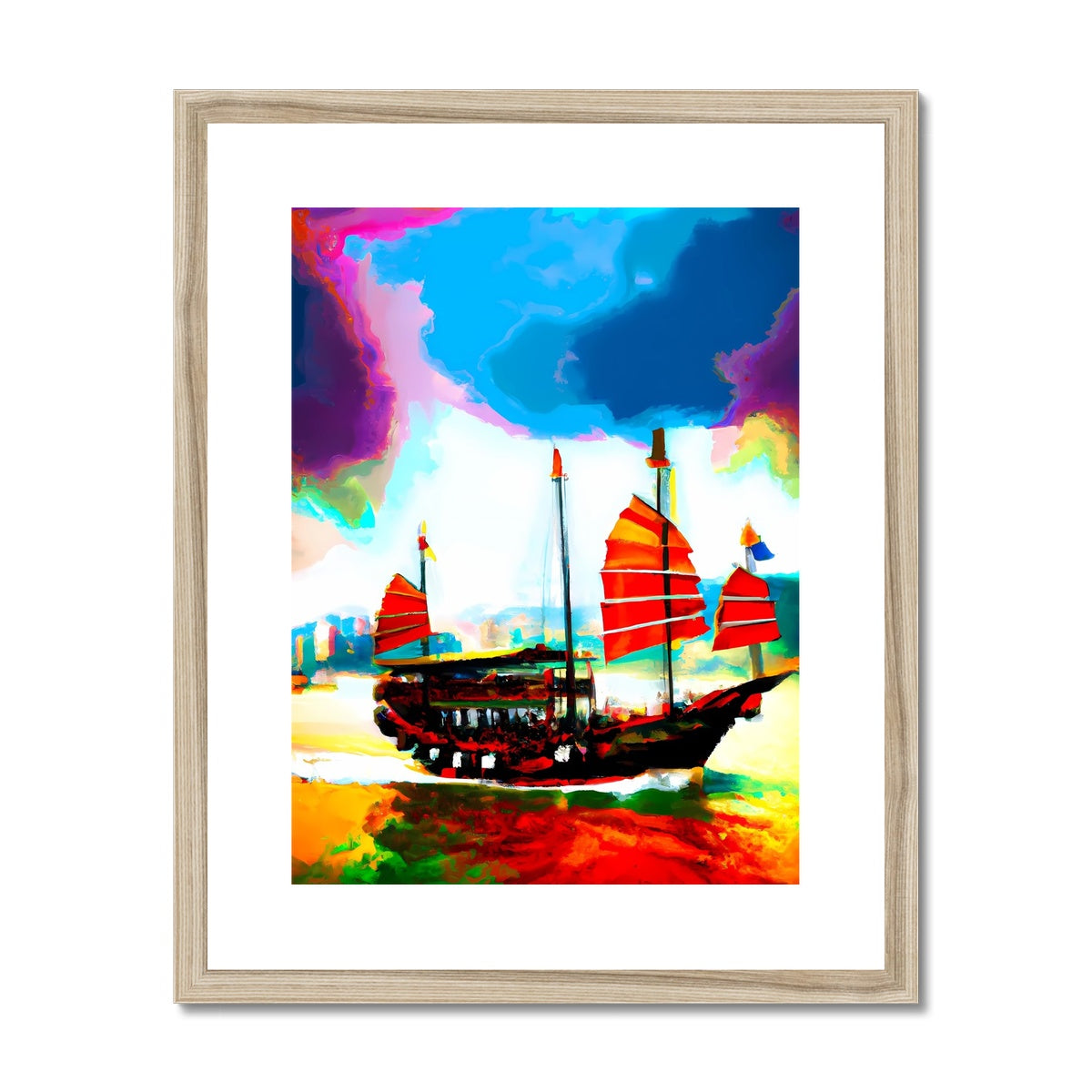 Hong Kong Impressions - Chinese Junk Framed & Mounted Print