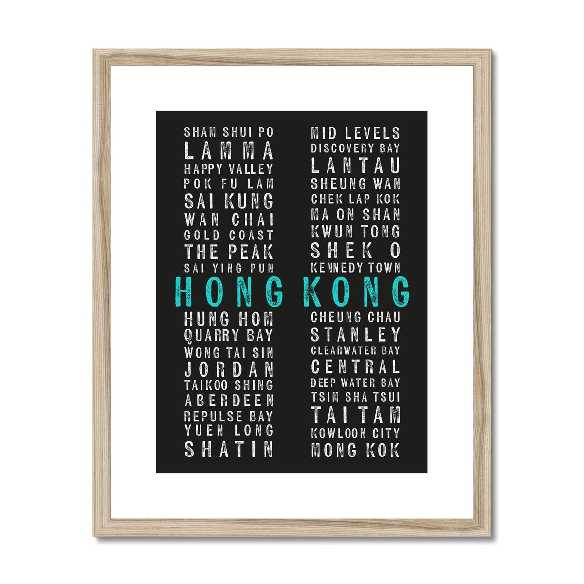 Hong Kong Places (Black) Framed & Mounted Print