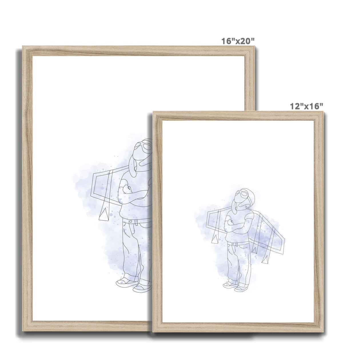 Little Aviator Line Drawing Framed & Mounted Print