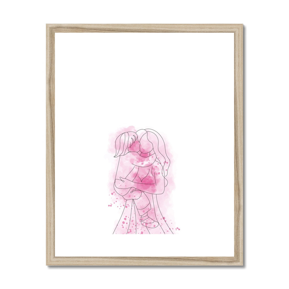 Mother and Child Line Drawing Framed & Mounted Print