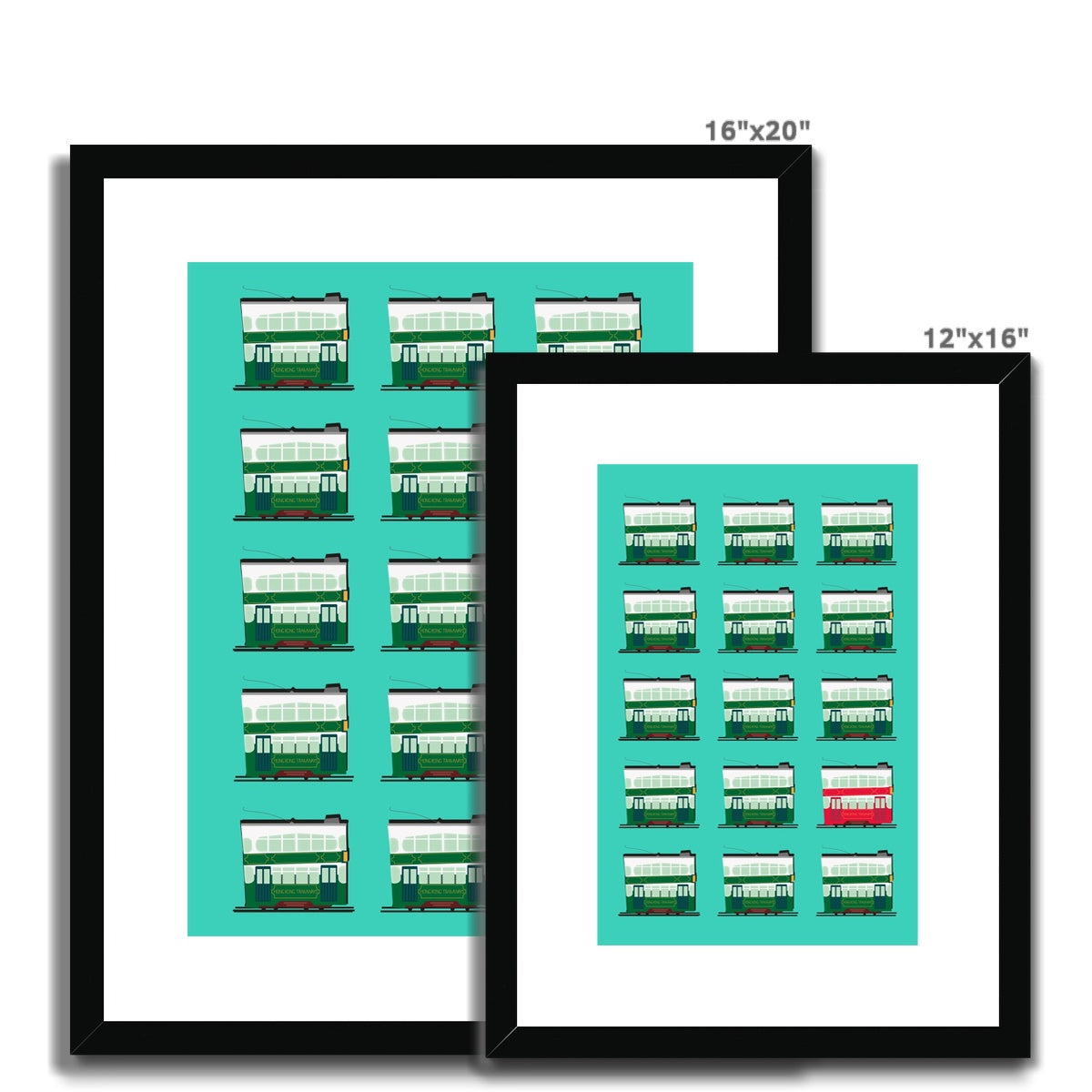Hong Kong Tram Rows Framed & Mounted Print