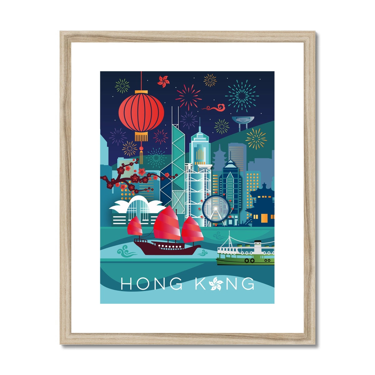 Hong Kong Geometric Framed & Mounted Print