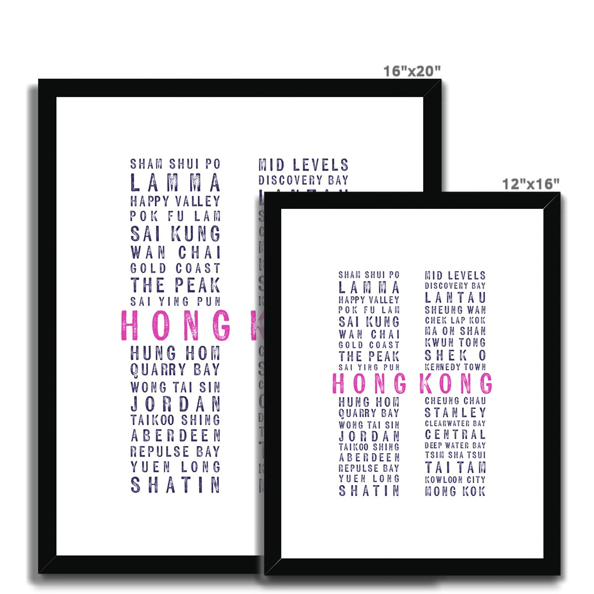 Hong Kong Places (White) Framed & Mounted Print