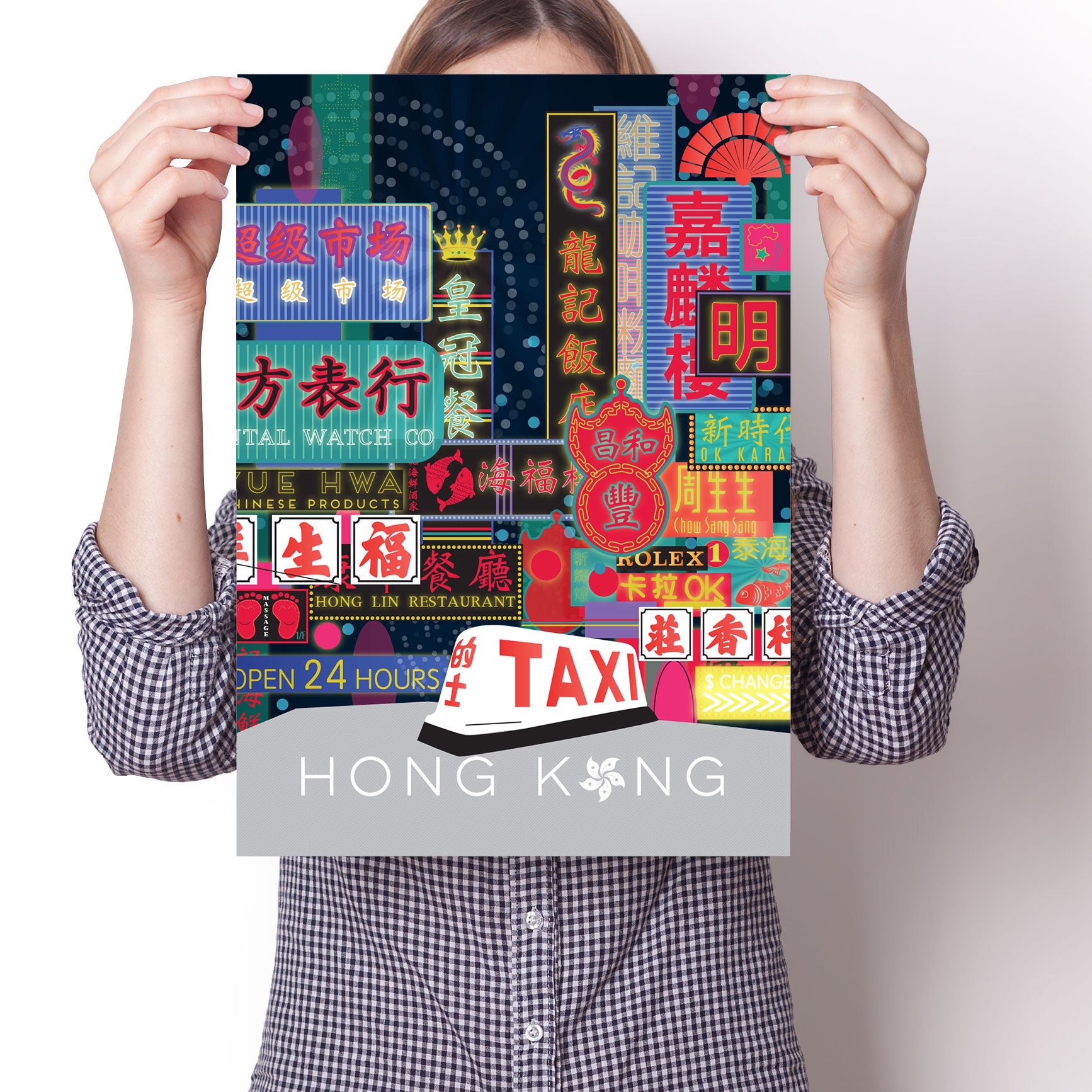 Hong Kong City Neon Travel Print