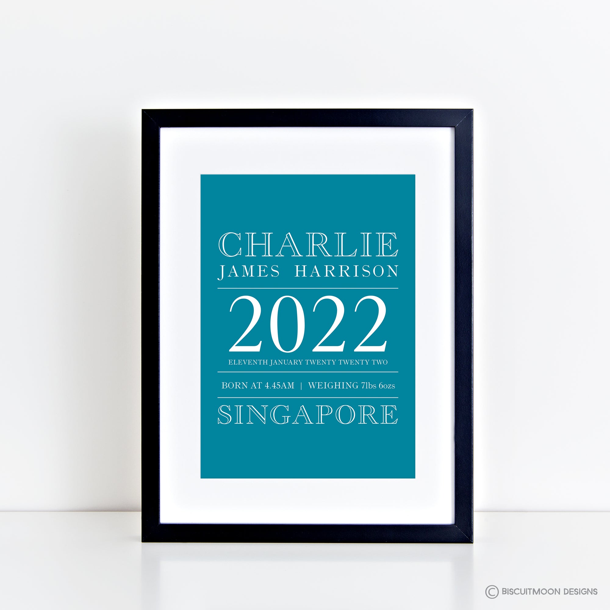 Bold Outline Typography Birth Print