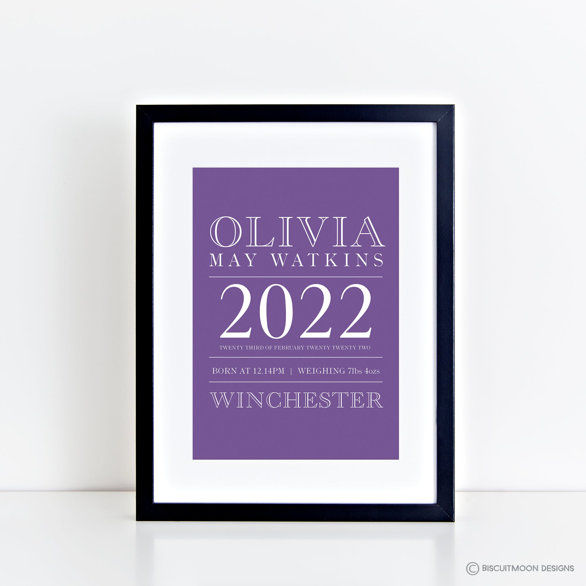 Bold Outline Typography Birth Print