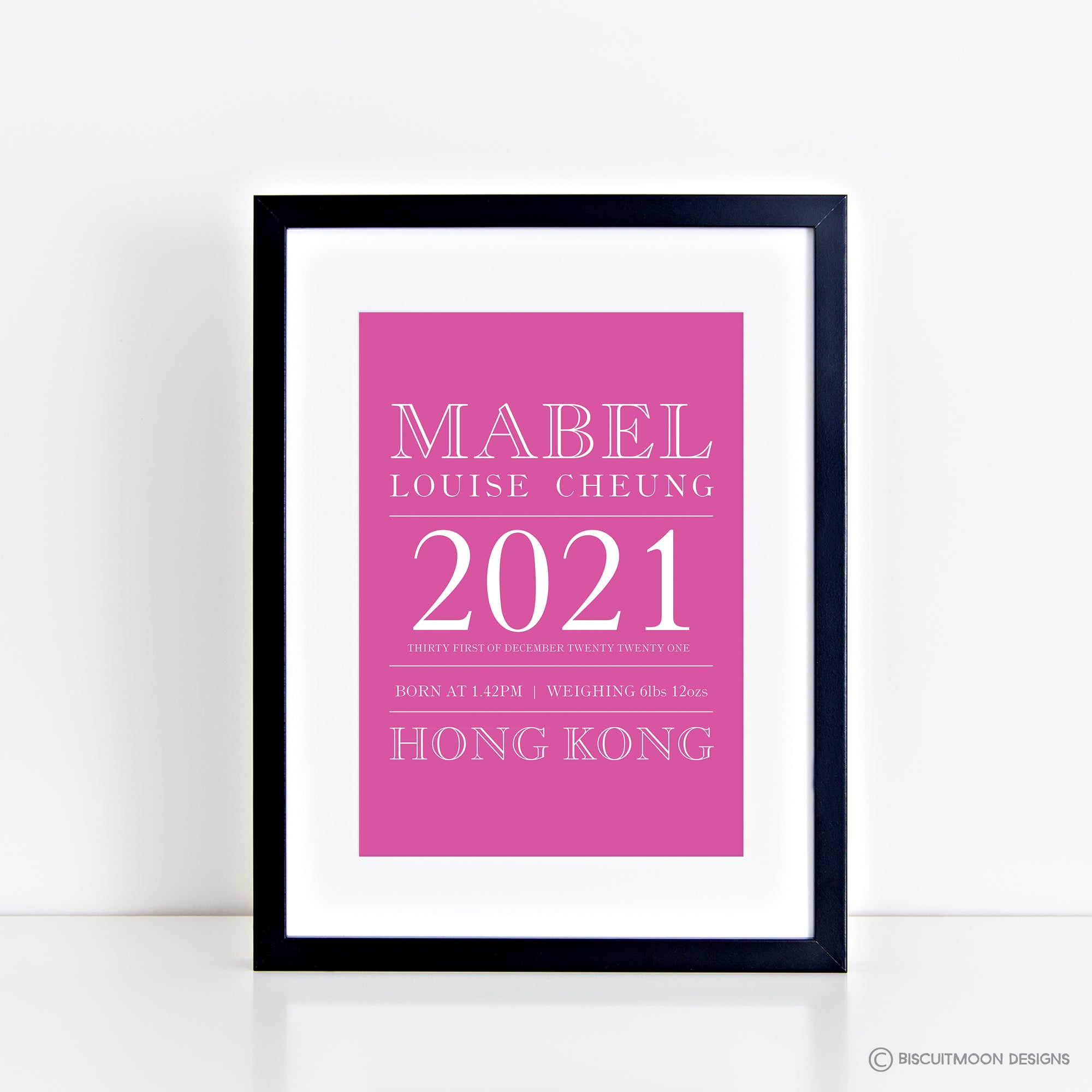 Bold Outline Typography Birth Print