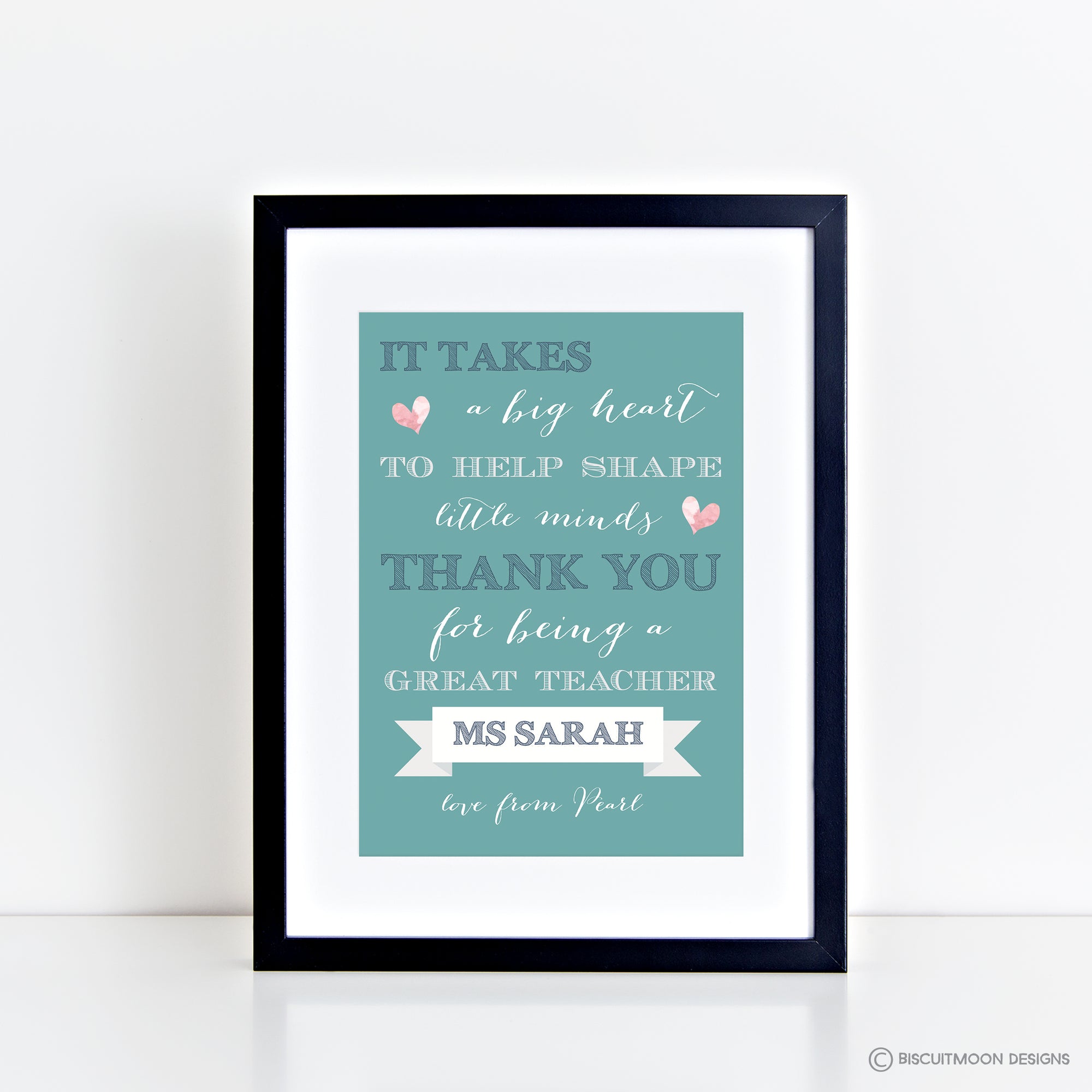 Big Heart Teacher Personalised Print