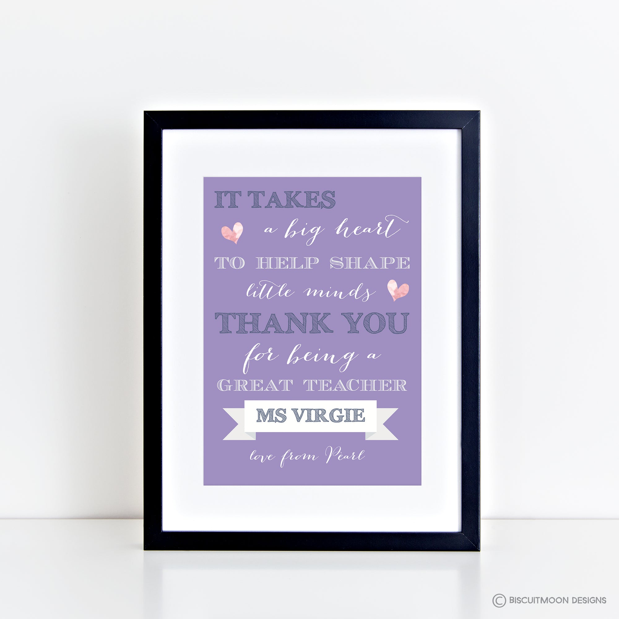 Big Heart Teacher Personalised Print