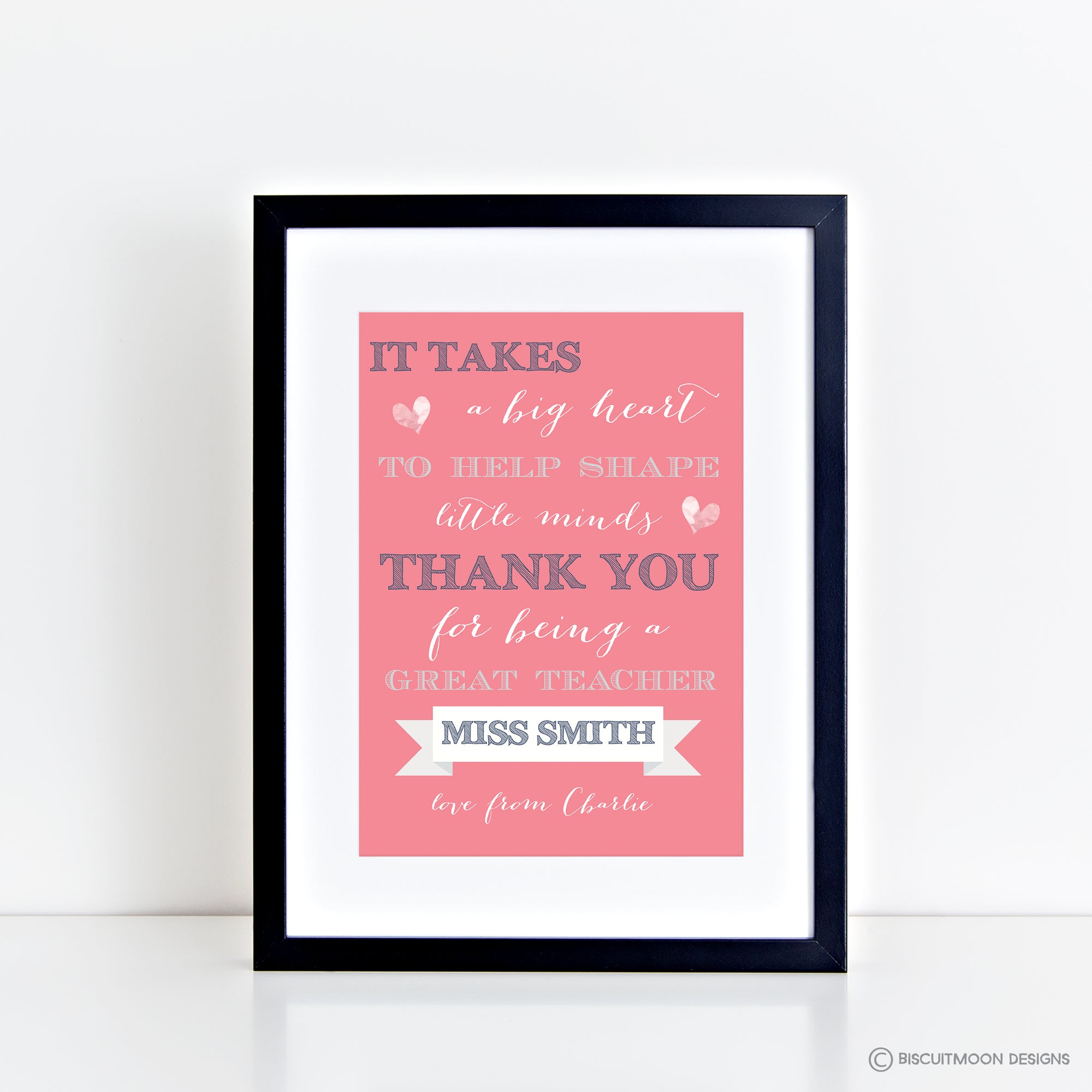 Big Heart Teacher Personalised Print