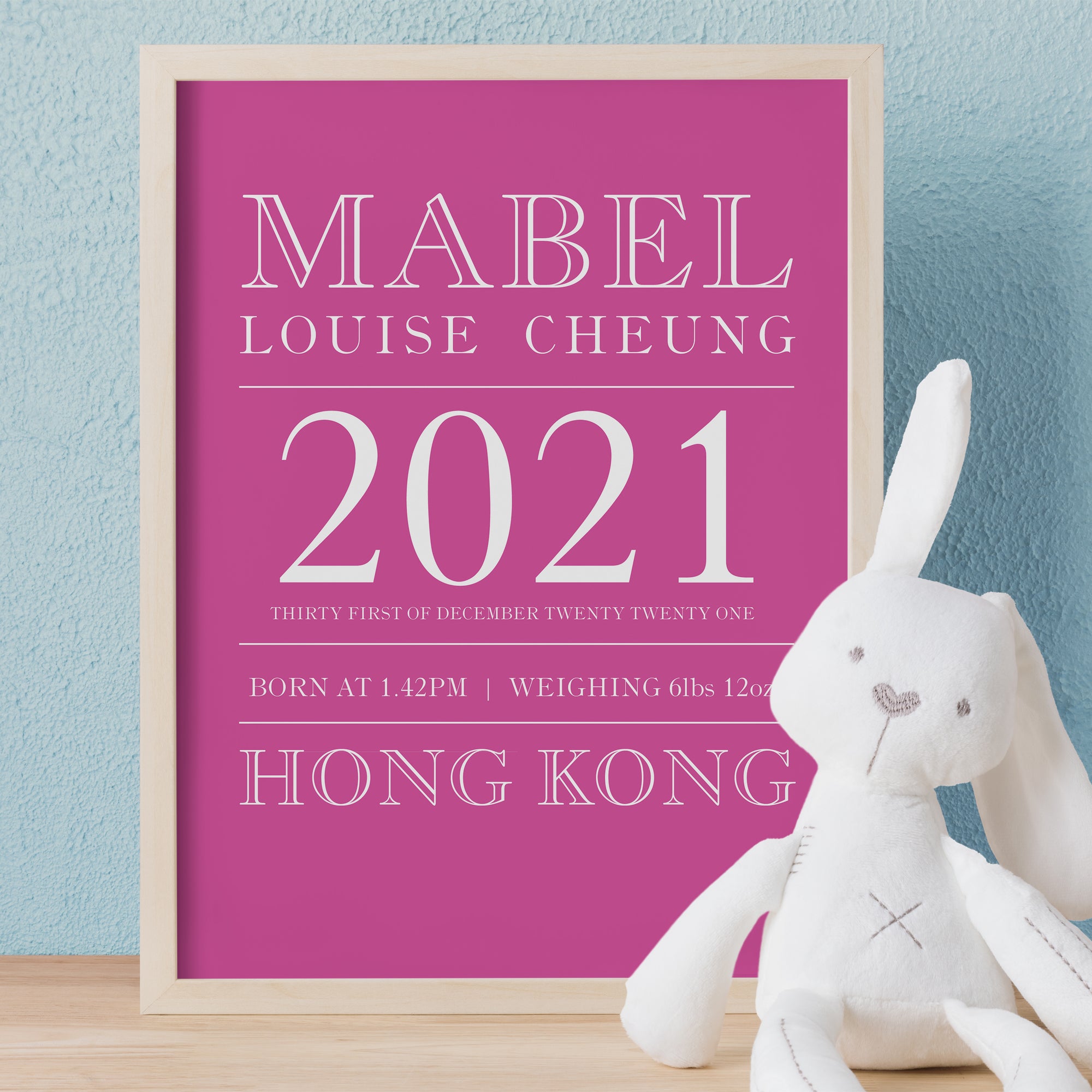 Bold Outline Typography Birth Print