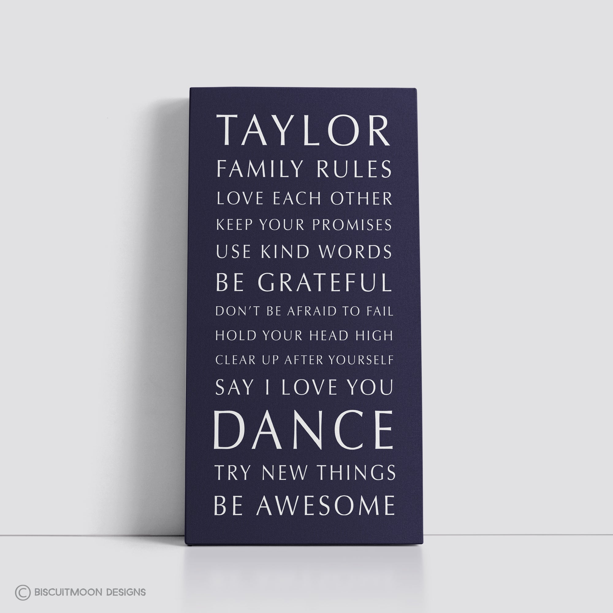 My Family Rules - Font 5 Canvas