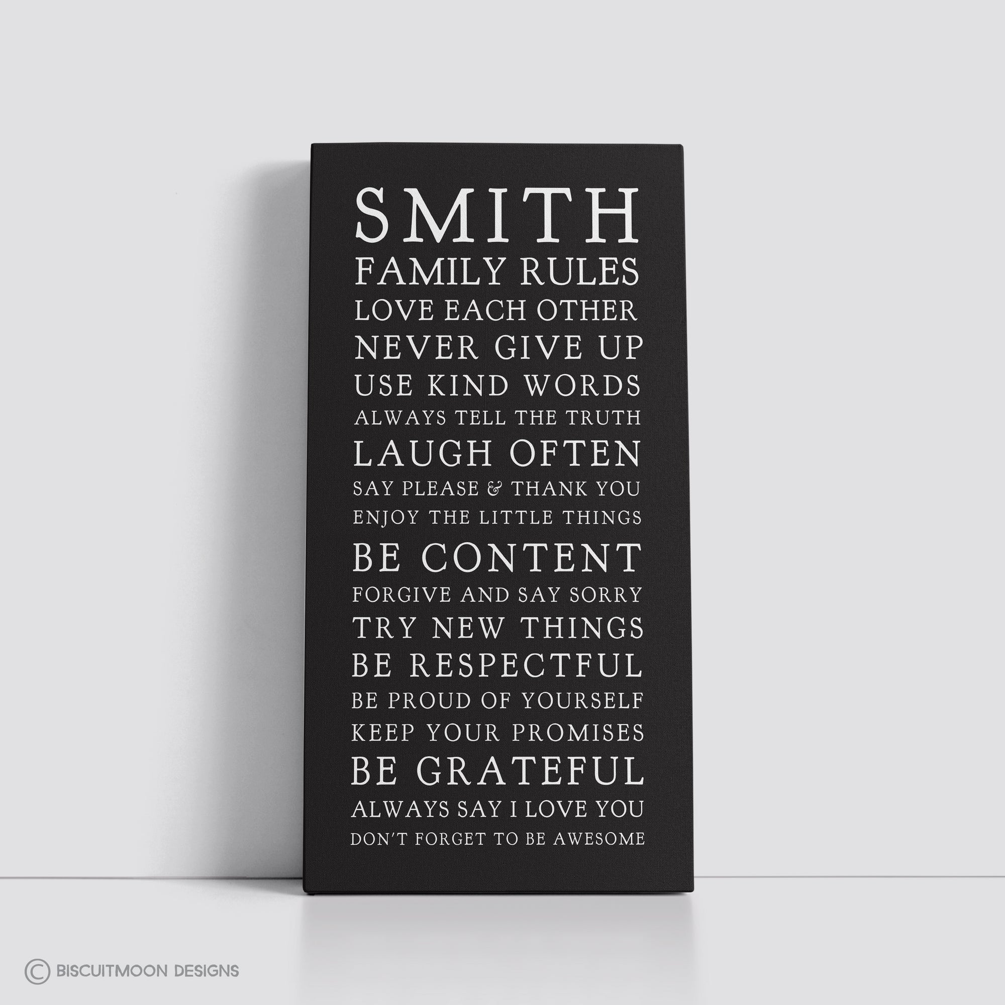 My Family Rules Font 2 Canvas