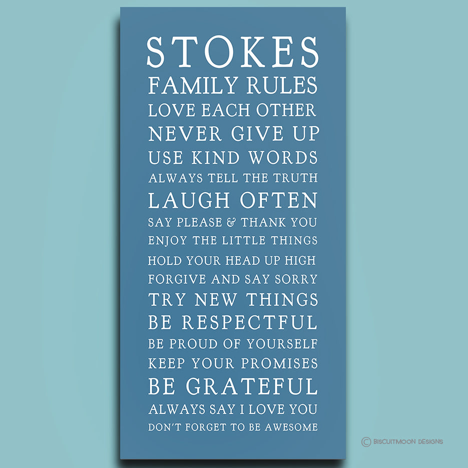 My Family Rules Font 2 Canvas