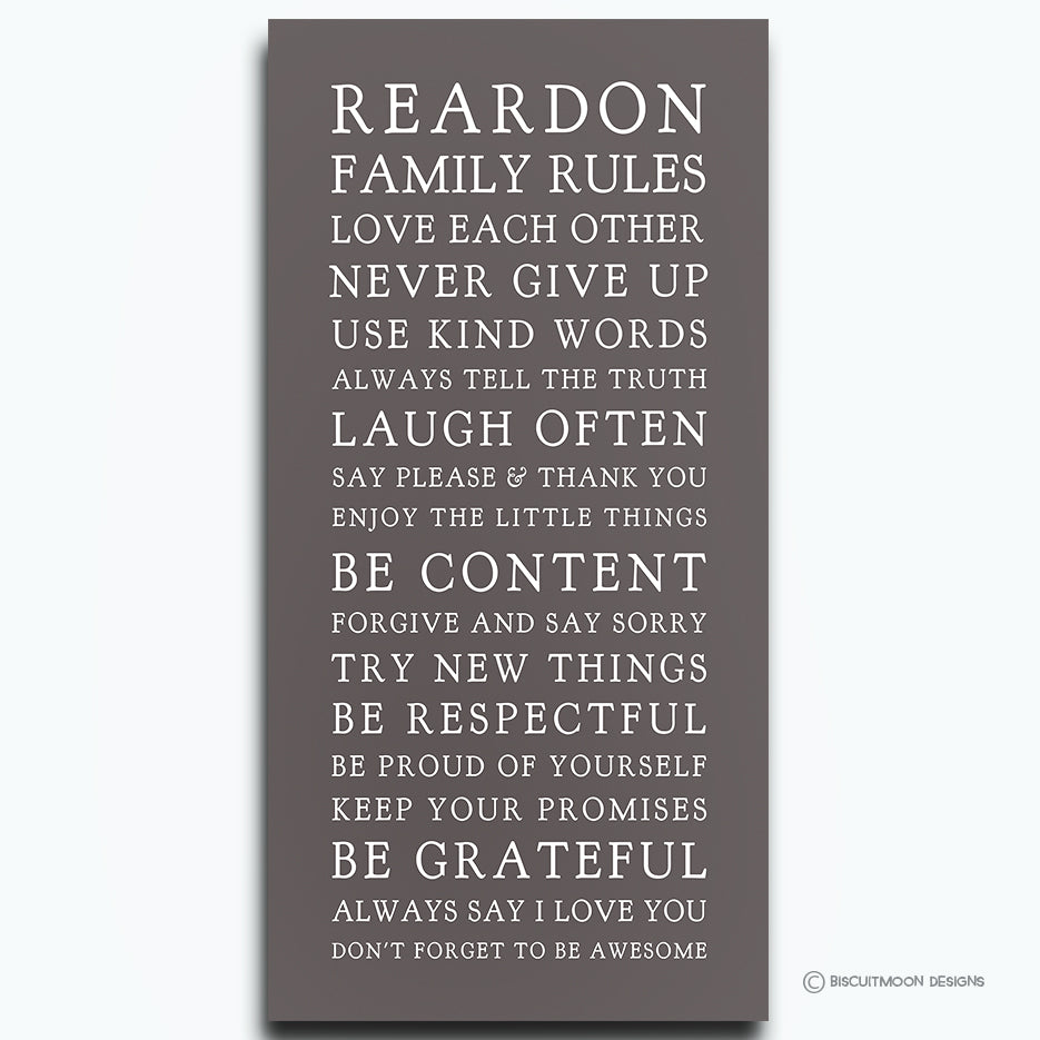 My Family Rules Font 2 Canvas