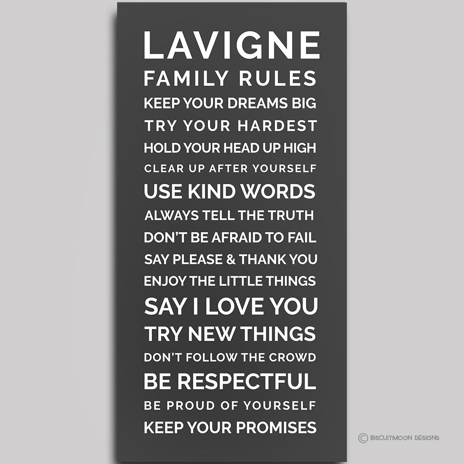 My Family Rules Font 3 Canvas