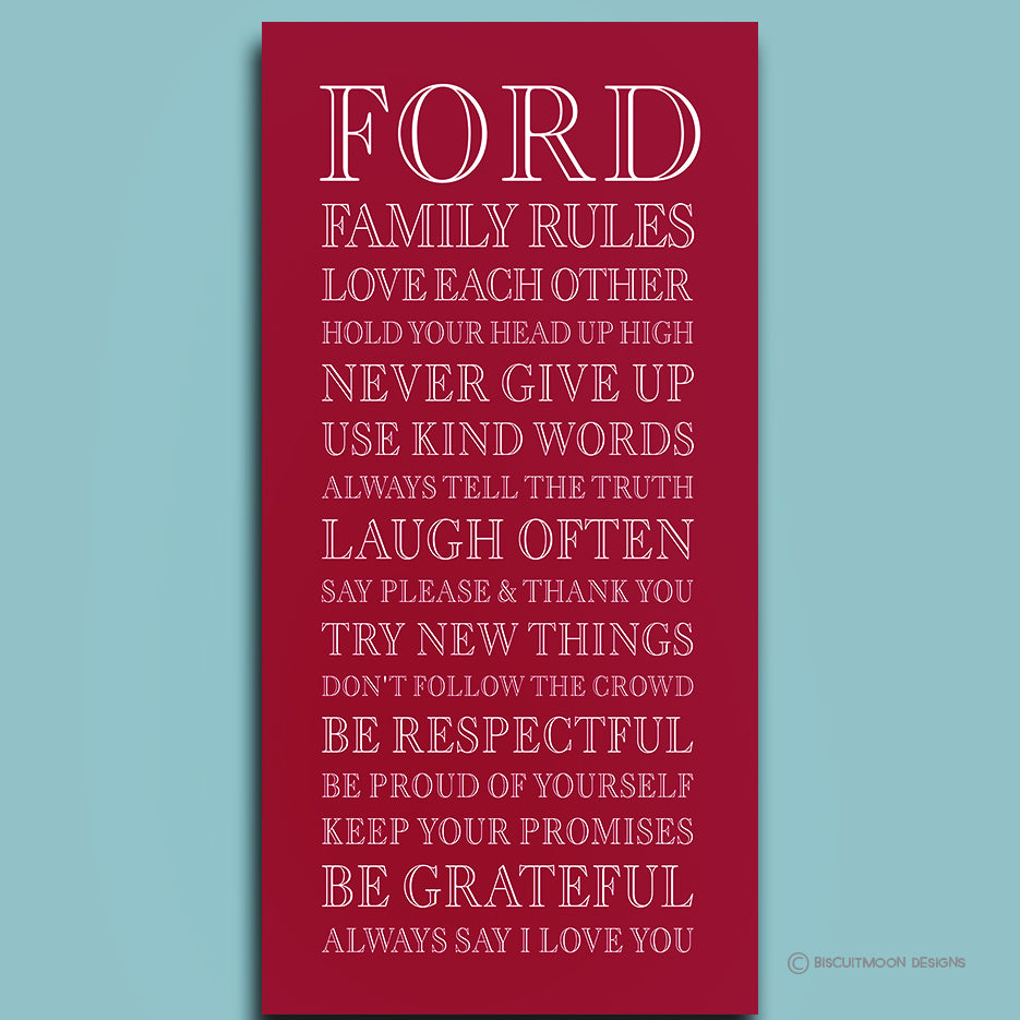 My Family Rules - Font 4 Canvas