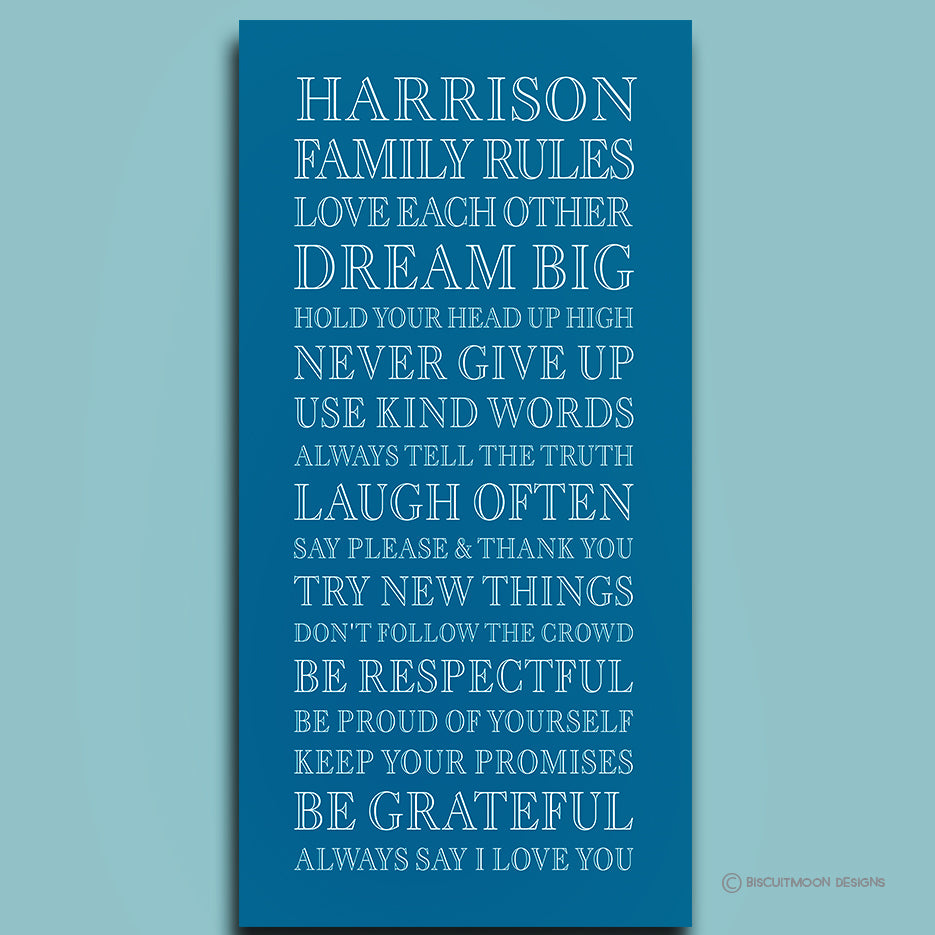 My Family Rules - Font 4 Canvas