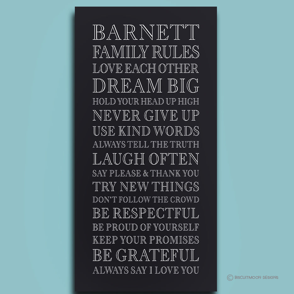 My Family Rules - Font 4 Canvas
