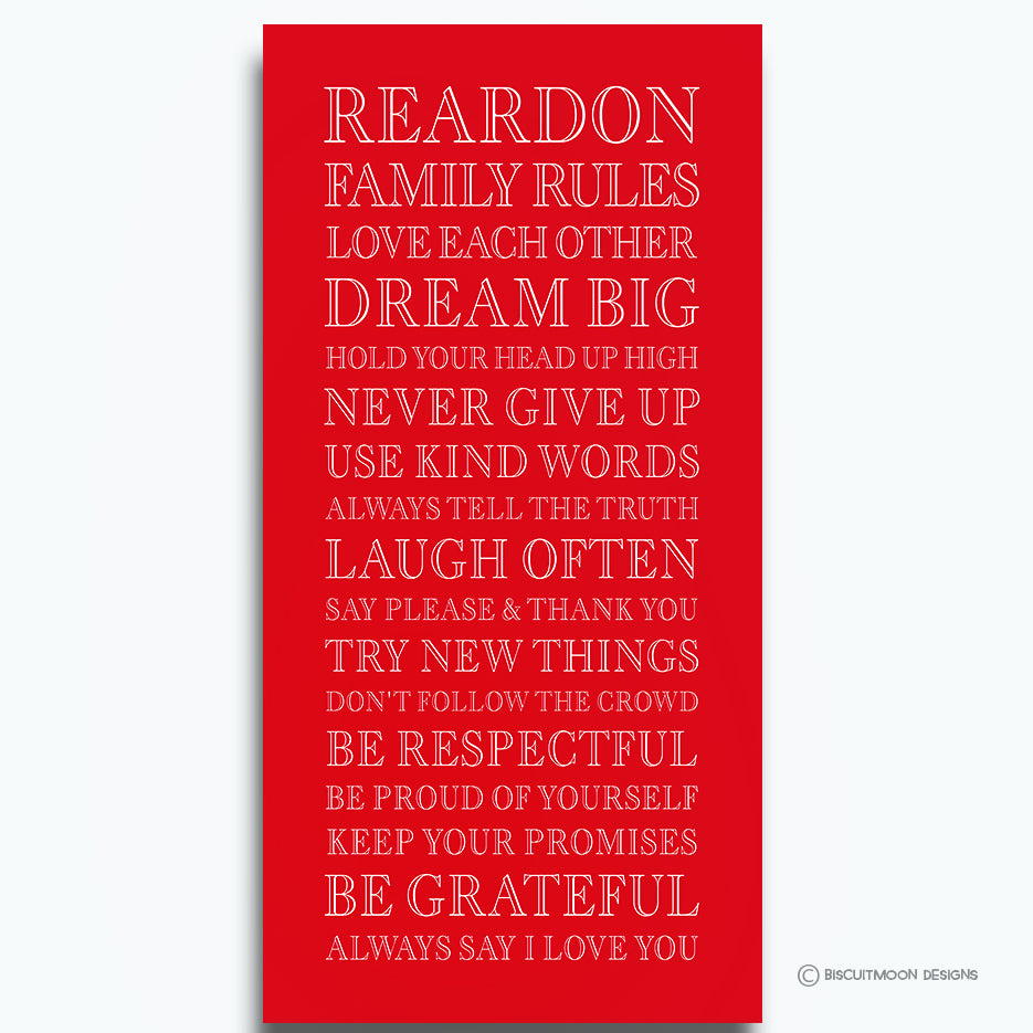 My Family Rules - Font 4 Canvas